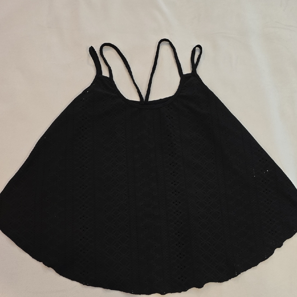 Black Flowy Eyelet Tank Top